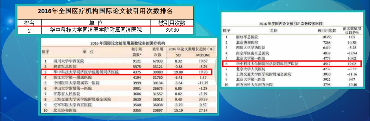 中国科技论文榜单发布 同济医院在全国医疗机构中领先